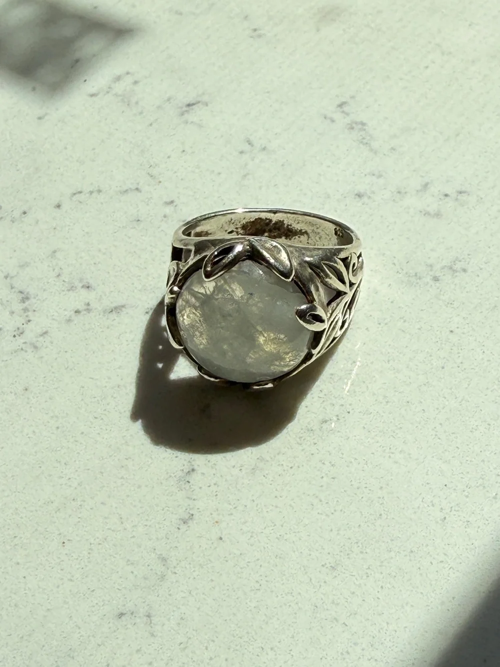 vintage sterling silver moonstone ring sz 6.5 6.75